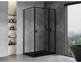 Mexen Mist T, sprchový kút s krídlovými dverami, pravý, 85 x 110 cm, 8mm číre sklo, čierny profil, 8A4T-110-085-70-70-P