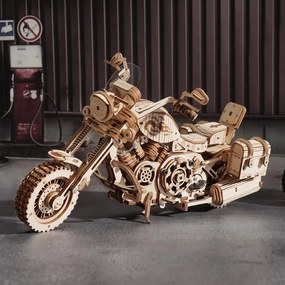 Robotime Drevené 3D mechanické puzzle Motorka Cruiser 420 ks