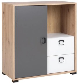 Komoda Kevin 7 artisan/grafit/biela