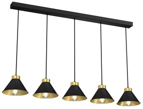 Luster na lanku DEMET 5xE27/60W/230V čierna/zlatá