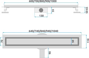 Lineárny odtokový žľab Rea Neox Pro 80 cm zlatý