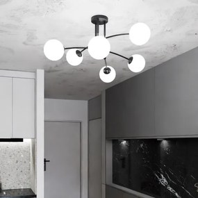 Luster na tyči PREGOS 6xE14/10W/230V čierna/biela