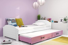 Interbeds Jednolôžková posteľ Lili3 Biela pre teenagerov 200x90 s matracom, rozkladacia - ružová