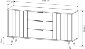 Komoda Flaro 153 cm so zásuvkami - dub dunin