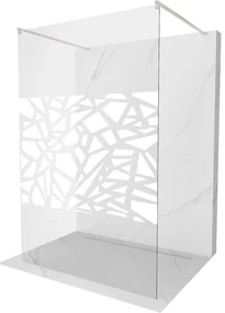 Mexen Kioto, sprchová zástena Walk-In 140 x 200 cm, 8mm číre sklo biely vzor, brúsená oceľ profil, 800-140-002-97-85