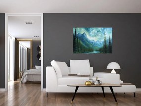 Obraz - Krajina s nádychom Van Gogha (90x60 cm)
