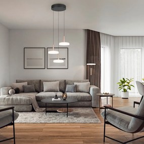 LED stmievateľné závesné svietidlo v čierno-bielo-zlatej farbe so skleneným tienidlom ø 35 cm Celeste – Trio