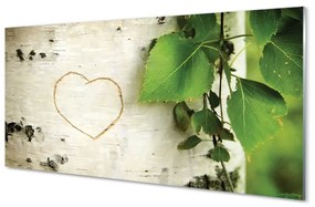 Sklenený obraz Heart brezové lístie 100x50 cm