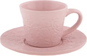 Šálka s tanierikom 180 ml, ružová kvetinová%