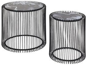 Wire 2 set príručných stolíkov čierny Ø44 cm