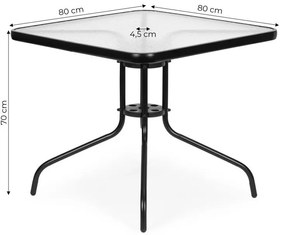 Záhradný stôl 80 cm sklenený