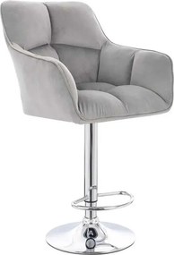 LuxuryForm DESIGN Barová stolička AMALFI VELUR na striebornom tanieri - svetlo šedá