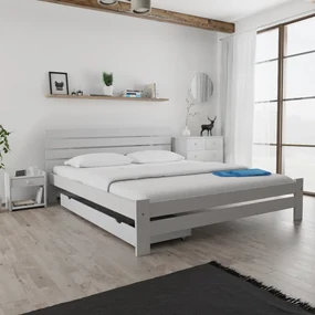 Posteľ PARIS zvýšená 180x200 cm, biela Rošt: S latkovým roštom, Matrac: Matrac DELUXE 10 cm