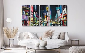 5-dielny obraz farebný New York - 100x50