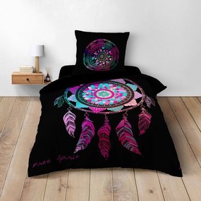 Čierne bavlnené obliečky na jednolôžko 140x200 cm Porte Bonheur – douceur d'intérieur