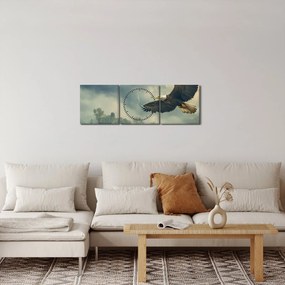 Obraz - Letiaci orol (s hodinami) (90x30 cm)