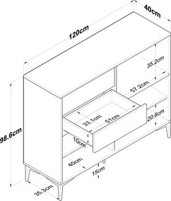 Skriňa Jeby Walnut and White