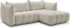 Béžová rohová pohovka z textílie buklé (pravý roh/s leňoškou) Azra – Bobochic Paris
