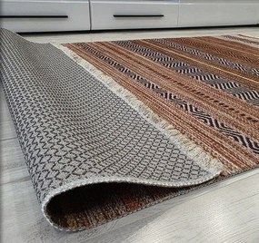 Moderný viacfarebný koberec Banco 1049 – hnedý odtieň Rozmer: 60x110 cm