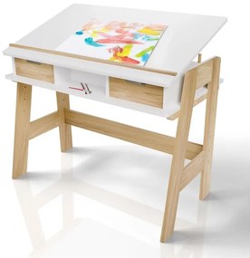 Detský rastúci stôl s úložným priestorom, biely