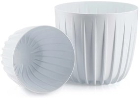 PLASTOVÝ KVETINÁČ STRIPPED SADA 2KS 18X15,5 CM+24X21 CM BIELA