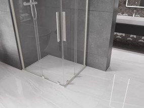 Mexen Velar Duo, sprchový kút s posuvnými dverami 100 x 90 cm, 8mm číre sklo, brúsená oceľ, 871-100-090-02-97