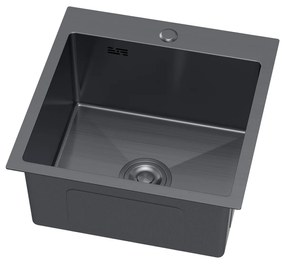 Erga HD, 1-komorový oceľový drez 500x450x210 mm, grafitová, ERG-MLS-HD5045B