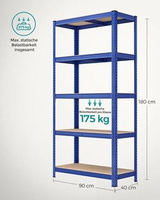 Policový regál SONGMICS 180 x 90 x 40 cm - GLR040Q01