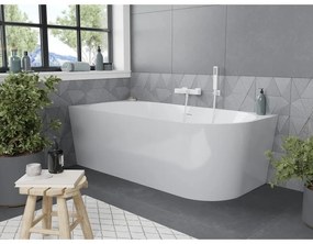 Mexen Mia, voľne stojaca rohová vaňa, lavá, 160 x 75 cm, biela, biely prepad, 52691607500L-20