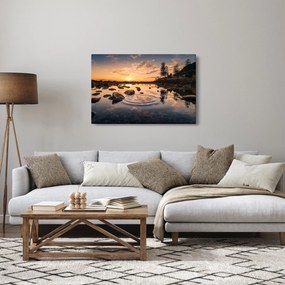 Obraz - Západ slnka pri jazere (90x60 cm)