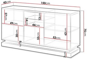 Komoda Aura 2D1K (biela + biela lesklá). Vlastná spoľahlivá doprava až k Vám domov. 1121715