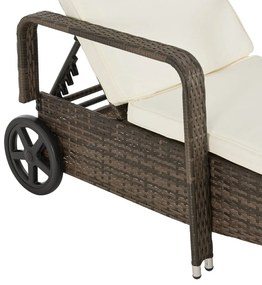 Polohovateľné ratanové lehátko BestBerg BBRF-1142BR / hnedá/krémová