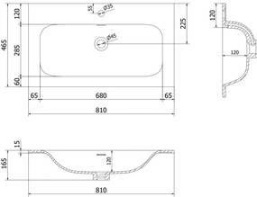 Mexen Vela, umývadlo na zapustenie 81 x 46,5 cm, čierna matná, 25238071
