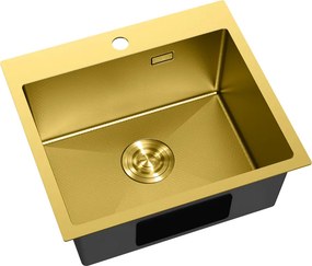 Mexen Solix, 1-komorový nerezový drez 500 x 450 mm, brúsená zlatá, vzor voština, 6402501000-55HC