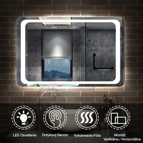 D‘Eluxe - LED ZRKADLÁ - Zrkadlo s LED osvetlením SINGLE TOUCH RM46E -140cm LED zrkadlo dotykové 5 studená biela nástenná 70 50 70x50
