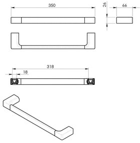 GEDY PI213587 Pirenei držiak uterákov 35 x 6,6 cm, zlatá