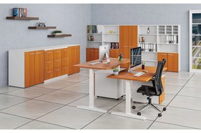 Kombinovaná kancelárska skriňa PRIMO WHITE, dvere na 2 poschodia, 2128 x 800 x 420 mm, biela/čerešňa