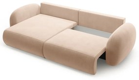 Béžová zamatová rozkladacia/s úložným priestorom rohová pohovka Tonale – Cosmopolitan Design
