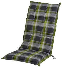 Livarno home Skladacie kreslo Valencia, 2 kusy, sivé + Podložka na kreslo s vysokým operadlom Valencia/Miami, 2 kusy, káro/zelená  (800010730)