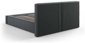 Tmavosivá čalúnená dvojlôžková posteľ s úložným priestorom a roštom 180x200 cm Arendal – Cosmopolitan Design