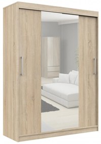 Šatníková skriňa posuvná 150cm CLP so zrkadlom dub sonoma