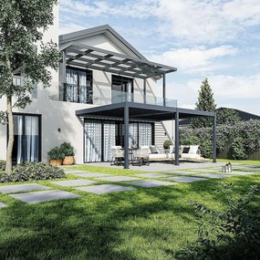 DEOKORK Záhradná hliníková pergola do steny 6x4 m (antracit)