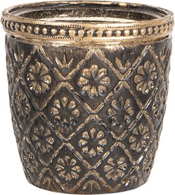 Hnedo čierno zlatý sklenený svietnik Tealight - 9 * 9 cm