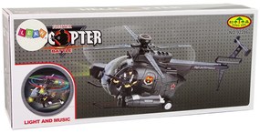 Lean Toys Čierna vojenská helikoptéra – svetelné a zvukové efekty