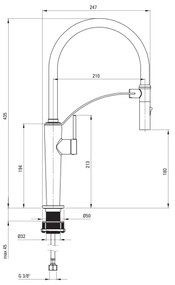 Deante BRC_072M - Drezová batéria s flexibilným ramienkom CORDA lesklý chróm