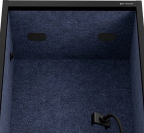 Akustická kabína SALLY MentalBox 600 mm – čierny korpus, tmavomodré sedadlo