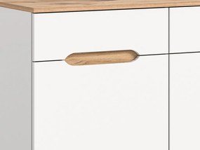 Široká komoda Scandi, biela/dub nox