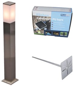 Vonkajšia lampa oceľ 80 cm IP44 - Malios s hrotom zeme a káblovým plášťom