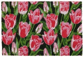 Kokosová rohožka Pink tulips, 39 x 59 cm