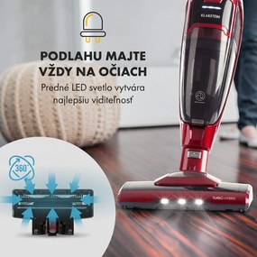 Klarstein TurboHybrid, vysávač, podlahový a ručný vysávač, metalický červený